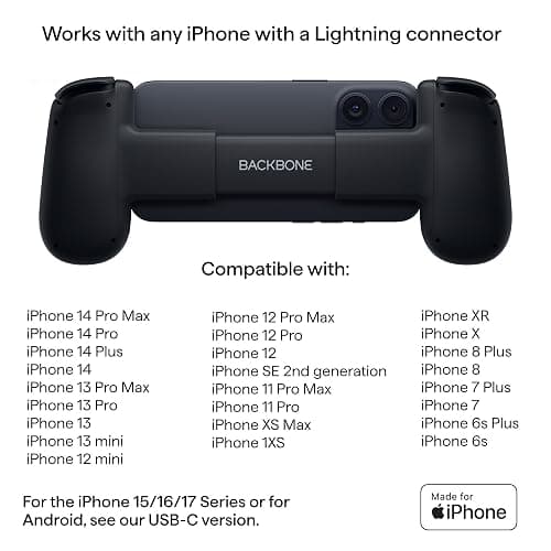 BACKBONE One Mobile Gaming Controller for iPhone 14 & Older (Lightning) 2nd Gen, Phone Controller, Play Xbox, PlayStation, PC, App Games & More (With 3 Months of Apple Arcade Access) thumbnail 4