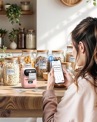 Phomemo M110 Label Maker Machine- with 3 Label Bluetooth Label Maker for for Business Labeling, Barcode, Office, Cable, Retail, with Fonts Choose, Icons, Templates, Pink thumbnail 3