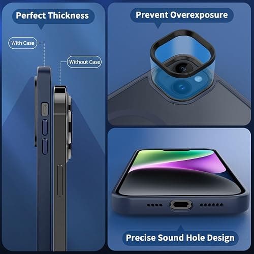 CACOE Magnetic Case for iPhone 13 & iPhone 14 6.1 inch-Compatible with MagSafe & Magnetic Car Phone Mount,TPU Thin Phone Cases Cover Protective Shockproof Anti-Fingerprint(Dark Blue) thumbnail 5