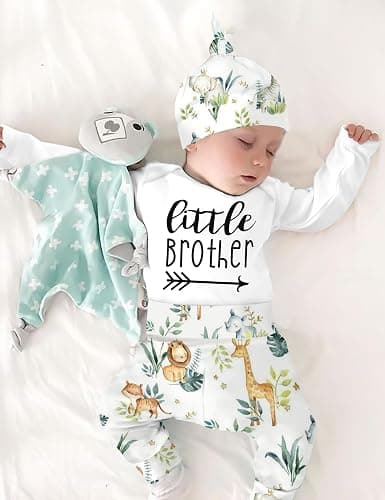 AGAPENG Baby Boy Clothes Newborn Boy Outfits Infant Letter Print Romper Long Pants Hat 3PCS Baby Boy's Clothing thumbnail 3