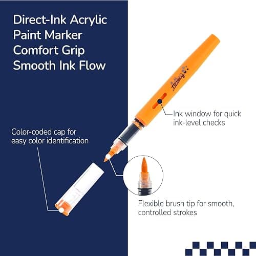 Artkey Acrylic Paint Markers 48 Colors, Direct-Liquid Acrylic Paint Pens with Flexible Brush Tip for Rock Painting, Wood, Canvas, Glass, Ceramic, Fabric, DIY Crafts thumbnail 4