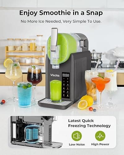 Vischic Slushie Machine: Slushy Machine for Home Use with 7 Preset Programs & Auto Cleaning Function, Frozen Drink Maker Easy to Make Slush Margarita Frappés Cocktail & More, 4H Fresh (Premium Grey) thumbnail 3