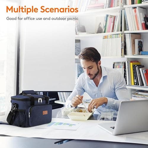 Lifewit Medium Lunch Bag, Insulated Lunch Box, Soft Cooler Cooling Tote for Adult Men Women, Beige 12-Can (9L) thumbnail 2