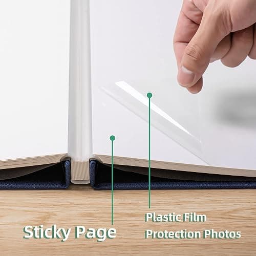 HenPisen Large Photo Album Self Adhesive Scrapbook Album for 4×6 8×10 Pictures DIY Magnetic Linen Cover Album 60 Pages for Family Wedding Gifts with Metal Pen and Plastic Board thumbnail 5