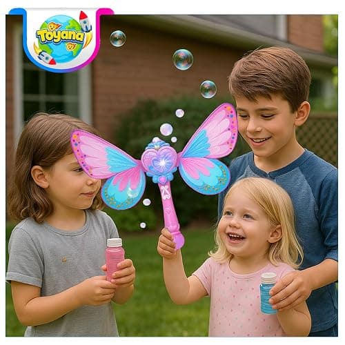 Kids Butterfly Bubble Wand, Light Up Automatic Bubbles Maker Machine with Bubble Solution, Magic Fairy Wand Outdoor Garden Bubbles Blower Activity Gift Toy Leak-Proof Design for Children Ages 3+ Years thumbnail 7