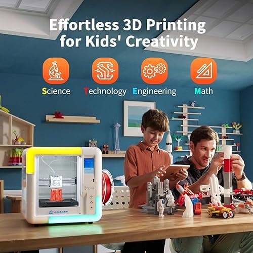 AOSEED X-Maker 3D Printer for Kids and Beginners, Fully Assembled High-Speed 3D Printer with 8 PLA Filament Set, Leveling-Free Bed, Wi-Fi Printing, Resume Printing, Silent, High Precision, with App thumbnail 3