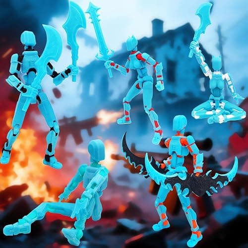 masijssa Titan 13 Action Figures (Grow in The Dark Blue) T13 3D Action Figure Set Already Assembled Dummy Robot Nova 13 Printed Multi-Jointed Movable Toy for Gift Collectors (Blue Black + Dog) thumbnail 7