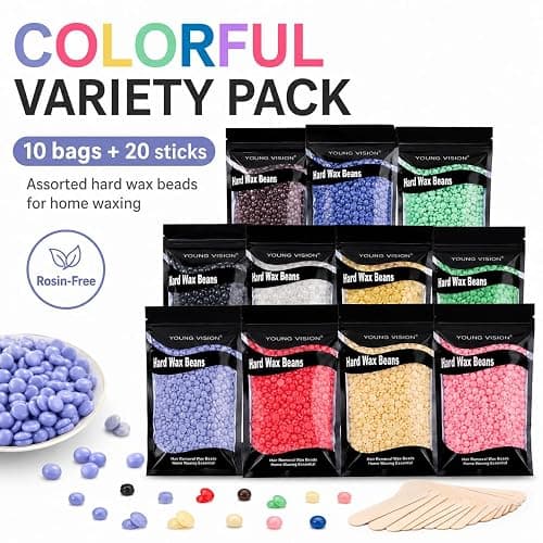 YOUNG VISION Hard Wax Beads for Hair Removal, 2.2lbs 1000g Refill Waxing Beads for Sensitive Skin Women, Face, Brazilian, Bikini, Body, Soft and Painless Waxing Beans, 10 Packs, Multi Color thumbnail 5