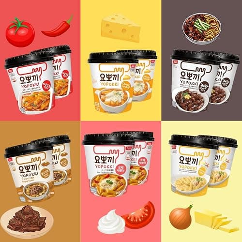 Yopokki Instant Tteokbokki Assorted Cup (Spicy 2, Cheese 2, Onion 1, Jjajang 1, Set of 6) - Korean Street Food with Sweet and Moderately Spicy Sauce, Quick & Easy to Prepare thumbnail 4