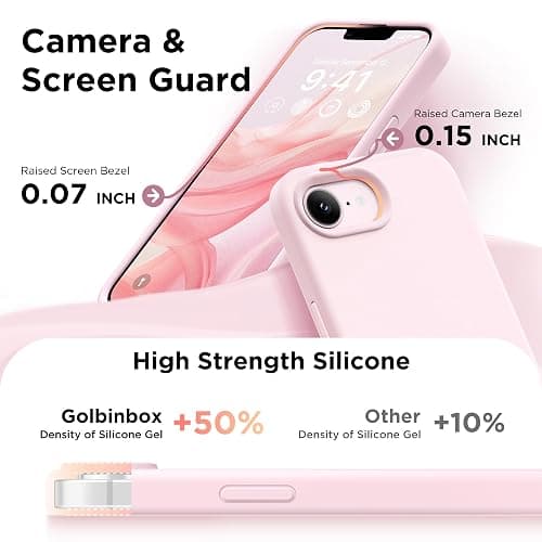 GolbinBox Magnetic for iPhone 17e Case & iPhone 16e Case, Compatible with MagSafe, [Soft Anti-Scratch Microfiber Lining], Slim Liquid Silicone Shockproof Protective Phone Case 6.1 inch, Chalk Pink thumbnail 6