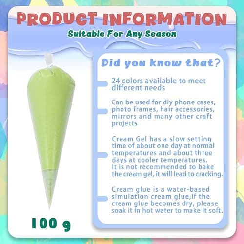 24PCS 100g Cream Kit Fake Whipped Cream Glue Clay Summer Craft DIY Decorations Rainbow Themed Cream DIY Making Art Craft Kit for Handmade Phone Case Mirror Jewelry Accessories thumbnail 3