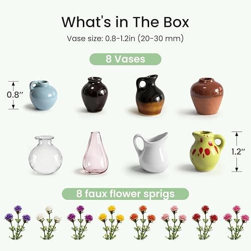 8 Pcs Cute Mini Vase Magnets for Fridge, Funny Plant Decorative Magnets | Tiny Ceramic Vase Refrigerator Magnets with Faux Flowers, for Fridge, Kitchen, Locker & Office Decor Gift thumbnail 3