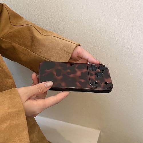 Reezaddin Aesthetic Tortoise Shell Phone Case for iPhone 17 6.3in,Retro Cool Girl Leopard Print Brown Amber Trendy Full Camera Protective Cover for iPhone 17 6.3" thumbnail 7
