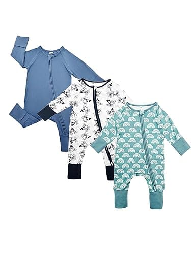 Bow Dream Baby Boy Romper Jumpsuit Bamboo Rayon Baby girl Clothes Baby Romper Clothing Newborn-24 Months - 18-24 Months - Dusty Blue/Rainbow/Cartoon Mouse