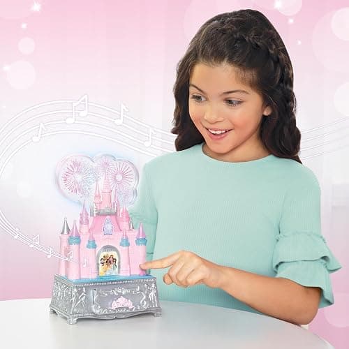 Disney Princess Jewelry Box for Girls Princess Castle Keepsake Jewelry Box with Music & Firework-Like Light Show, Plays Song “A Dream Is a Wish Your Heart Makes” thumbnail 2