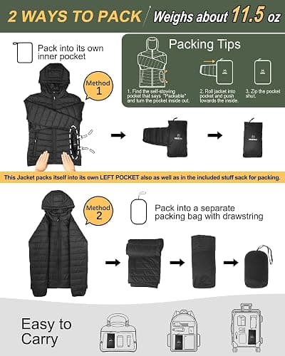 Outdoor Ventures Women's Packable Lightweight Full-Zip Puffer Jacket with Hood Quilted Winter Coat thumbnail 2