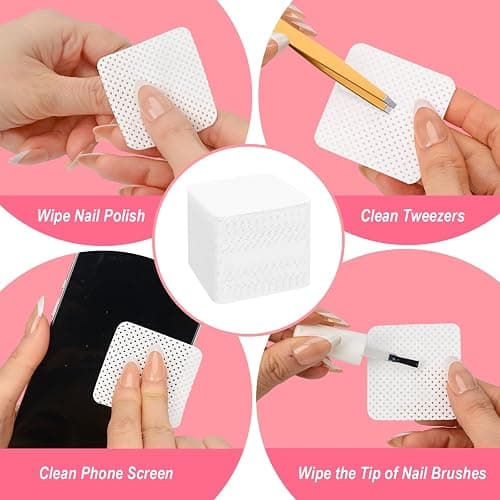 Lint Free Nail Wipes, Acetone Nail Polish Remover 1080PCS with Pump Dispenser, Gel Nail Polish Remover Pads Soft Non-Woven Nail Wipes for Nail Polish Remove and Acrylic Nail Supplies thumbnail 3