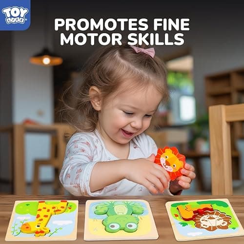 TOY Life Wooden Puzzles for Toddlers 2-4, Montessori Toys for 1 2 3 Year Old Toddler Boys Girls, Animals Jigsaw Puzzles, Educational Learning Toy Kids Puzzle, Best Gifts Toys for Baby Ages 1-3 2-4 - Animals Puzzles 8PCS thumbnail 4