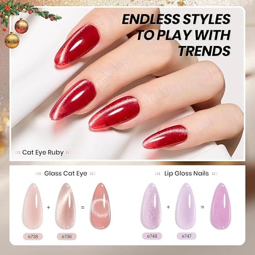 Beetles Frostglaze Veil Jelly Gel Nail Polish Set, 53PCS 36 Colors Christmas Gel Nail Kit Nude Pink Milky White Red Black Blue Green Silver Cat Eye Base Glitter Glossy Matte Top Coat Gift for Women thumbnail 6
