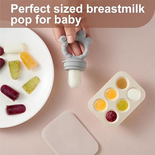 Baby Fruit Feeder with Popsicle Mold, Teethers Teething Toys for Babies Self-Feeding for Baby Essentials Newborn Toys 3+months Baby Gifts. thumbnail 4