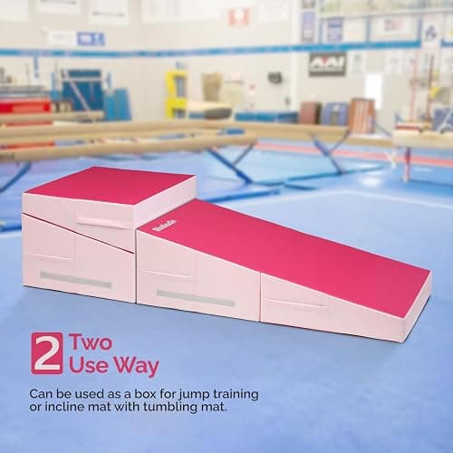 Matladin 48"x24"x14" Tumbling Mat - Folding Gymnastics Cheese Wedge Mat for Kids, Girls Home Training thumbnail 3