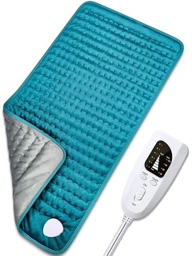 Electric Heating pad for Back/Shoulder/Neck/Knee/Leg Pain, Cramps and Arthritis Relief, 6 Fast Heating Settings, Auto-Off, Machine Washable, Moist Dry Heat Options, Extra Large 16"x30" - Blue Grey - 16"x30" - Image 1