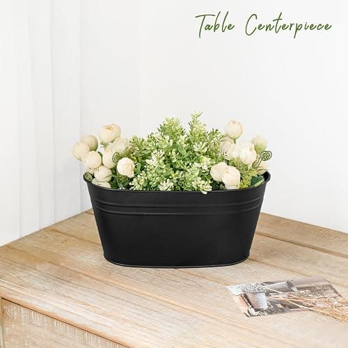 Dahey 10.5 Inch Metal Iron Hanging Flower Pots for Railing Fence Hanging Bucket Pots Countryside Style Window Flower Plant Holder with Detachable Hooks Home Decor,Black,3 Pcs thumbnail 7