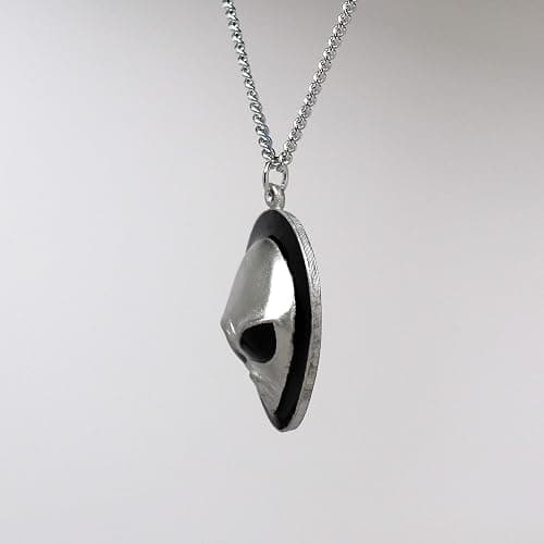 Real Metal UFO Roswell Alien Head with Black Enamel Eyes Pendant Necklace thumbnail 6