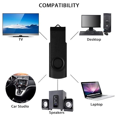 DataOcean 2 Pack 64GB USB 2.0 Flash Drive Memory Stick Thumb Drives Swivel Design(2 X 64GB: Black Silver) thumbnail 2