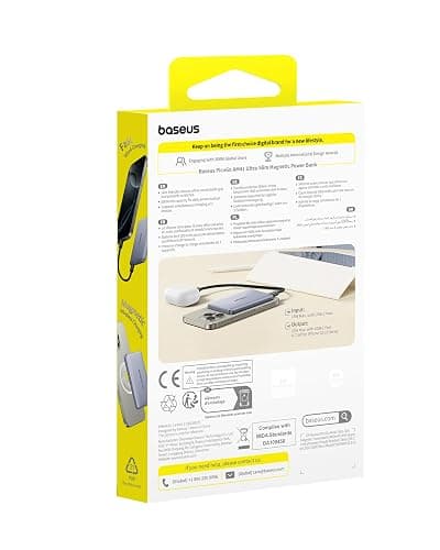 Baseus Picogo AM41 Power Bank, 0.3" Ultra Slim 5000mAh Magsafe Powerbank, PD 20W Fast Charging, Portable, Mini Wireless Magnetic Battery Pack with USB C Cable for iPhone 17 Air/16/15/14/13, Space Grey thumbnail 11