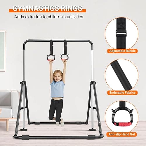 Nimsqury Foldable Gymnastics Bar, 5-Height Adjustable Gymnastic Bars for Kids at Home,Robust & Stable for Indoor/Outdoor Using,Weight Limit 140LBS thumbnail 6