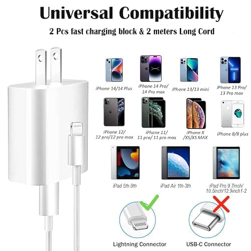iPhone Charger Fast Charging,iPhone Fast Charger 2Pack Type C Fast Charger Block Plug Adapter 6FT USB-C to Lightning Cable Cord for iPhone14/13/13 Pro/12 Pro/12 Pro Max/11/Xs Max/XR/X/SE,iPad,AirPods thumbnail 3