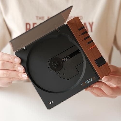syitren R300 CD Player Portable Bluetooth Desktop Retro CD Players for Home,Without Speakers, Rechargeble Battery Small Compact Vintage CD Player,SPDIF Out,Brown thumbnail 6