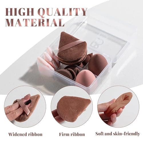 Makeup Sponge Set BS-MALLTriangle Puff 14 Pcs for Liquid, Cream, and Powder, Multi-colored Makeup Sponges and Mini Makeup Sponge (D-Coffee) thumbnail 5