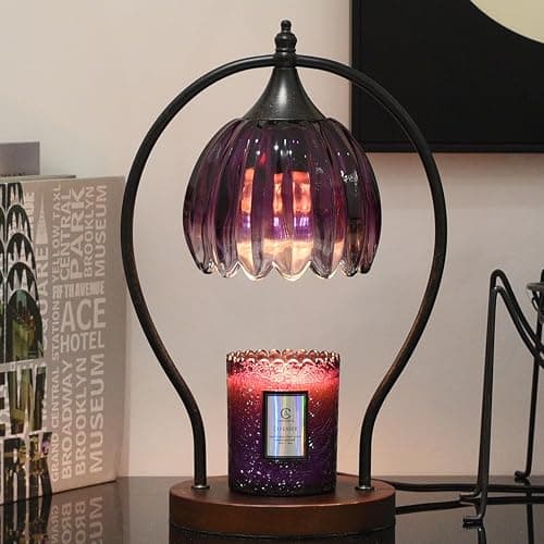 Candle Warmer Lamp, Dimmable Candle Warmer with Timer, Vintage Candles Wax Warmers for Jar Candles Birthday Gifts for Women, Mothers Day Gifts for Mom, Home Decor for Bedroom Living Room, Purple Black thumbnail 3
