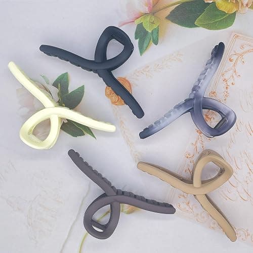 Big Hair Claw Clips 5-Pack 5.1" Non-Slip Hair for Women and Girls with Long, Thick Hair Jelly & Matte Clips (Oval-A 5pcs 5.1") thumbnail 6
