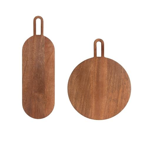Kate and Laurel Staven Transitional Two-Piece Serving Boards Set, 7 x 22 and 14 x 18, Walnut Brown, Modern Food-Safe Charcuterie Boards from Solid Mango Wood for Use as Kitchen Countertop Décor thumbnail 8