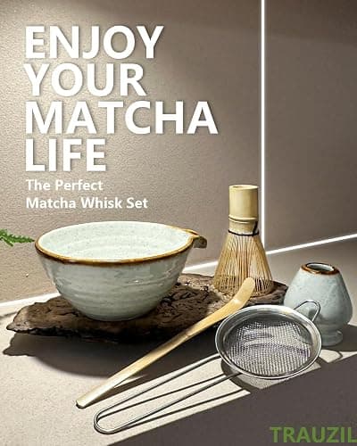 Taruzil Matcha Whisk Set with Matcha Bowl, Matcha Bamboo Whisk, Scoop, Sifter, Matcha Whisk Holder Unique Gifts for Women Men Girl Friend Home Kitchen Decor Gifts for Christmas, Birthday,Halloween thumbnail 2