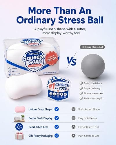AAHUZGJ Crunchy Soap Squishy ASMR Bead Filled Realistic Handmade Bar Soap, Crunchy Soap Squishy Asmr Stress Ball, Realistic Bar Soap Shape Bead, Filled Crunchy Squishy Stress Ball(Blue) thumbnail 6