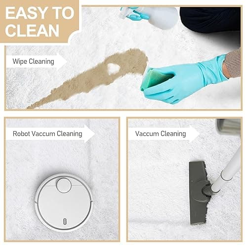 FinRèc Soft White Rugs for Bedroom Living Room, 4x6 Feet Modern Indoor Fuzzy Shaggy Area Rug, Non-Slip Fluffy Furry Rug for Nursery Kids Room Dorm Room Home Decor, High Pile Plush Floor Carpet - 4x6 Feet - White thumbnail 6
