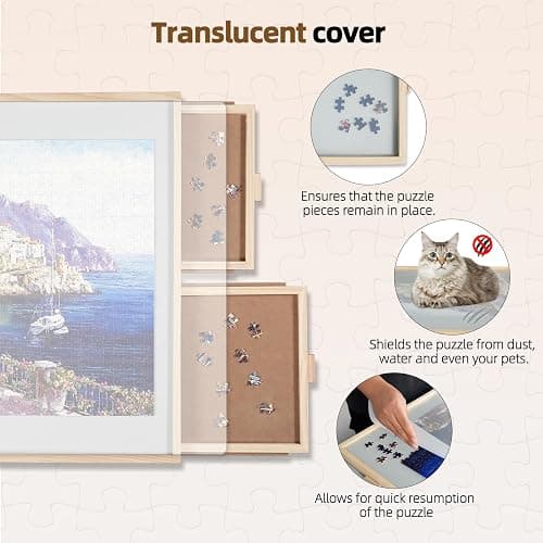 ALL4JIG 1500 Pieces 2-in-1 Tilting & Rotating Puzzle Board for Adults Gifts, Wooden Jigsaw Puzzle Table with 4 Drawers, Portable Board with Lazy Susan and Cover, 25.2" x 34.2" thumbnail 5