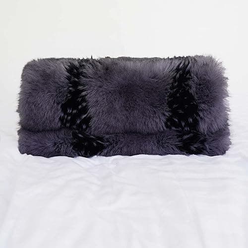 Fox Faux Fur Luxury Throw Blanket - Super Warm, Elegant & Cozy - 74"x90" Grey Washable Plush Blanket for Couch, Armchair & Bed thumbnail 6