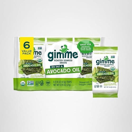 Gimme Seaweed Organic Premium Roasted Seaweed Snacks, Sea Salt & Avocado Oil, 6 Count, Keto, Vegan, Gluten-Free, Great Source of Omega3s and Iodine, Healthy On-The-Go Snack for Kids and Adults thumbnail 8