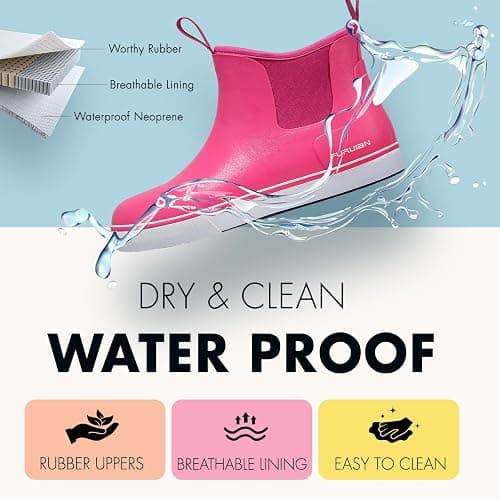 Furuian Women's Deck Boots Ankle Rain Boots Fishing Boots Rubber Waterproof Slip-Resistant Outdoor Work Shoes thumbnail 4