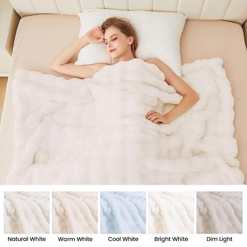 ORINOVA Light Beige Cozy Faux Fur Throw Blanket for Living Room Bedroom 50x60 Thick Ultra Soft Aesthetic Fuzzy Throw Blanket Fluffy Furry Bed Comforter Home Decor 860 GSM thumbnail 6