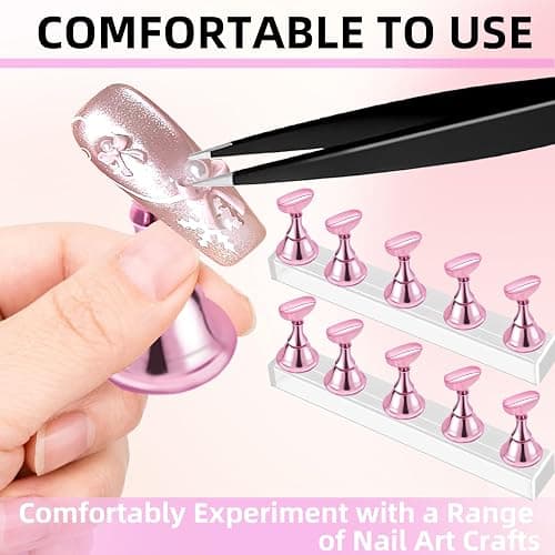 2 Set Nail Stand,Nail Holder Stand with 100 Pcs Double Sided Tape,Press on Nail Stand,Nail Practice Hand,Nail Holder for Painting Nails,for Nail Art Display,Home DIY Beginner Salon Supplies(Pink) thumbnail 5