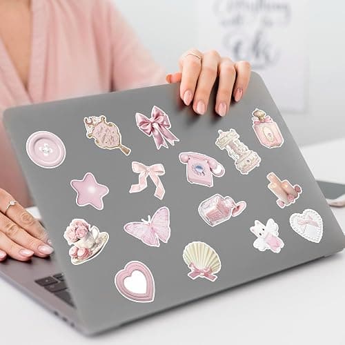 CNhoqc Pink Coquette Aesthetic Stickers - 1000pcs Realistic Coquette Aesthetic Sticker Rolls Waterproof Vinyl Reusable Laptop Sticker Book Scrapbook Water Bottle Page Activity Pad Birthday Party Favor thumbnail 2