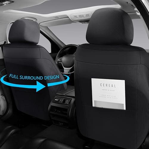 NS YOLO Leather Car Seat Covers Full Set,Universal Fit for Most Cars,SUVs and Sedans,Waterproof Luxury Leatherette Cushions, 5 Car Seat Protectors (Black, Full Set-5 Seats(Front and Rear)) thumbnail 4