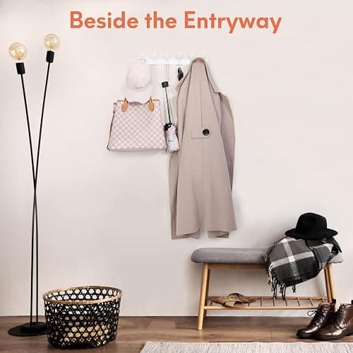 Optish Coat Rack Wall Mount, Coat Hook Wall Mount, Wall Hooks for Hanging, Hat Rack for Walls, Coats Hanger with 12 Hook, Towel Hooks for Bathrooms (2 Pack, White) thumbnail 7