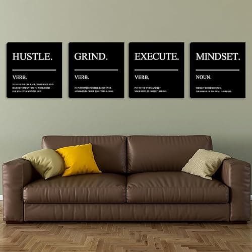 Motivational Wall Decor Posters Inspirational Canvas Wall Art Quotes Motivational Office Wall Decor Print Pictures for Living Room Bedroom Posters Framed Artwork Home Decor Decorations 12"x12"x4pcs thumbnail 4